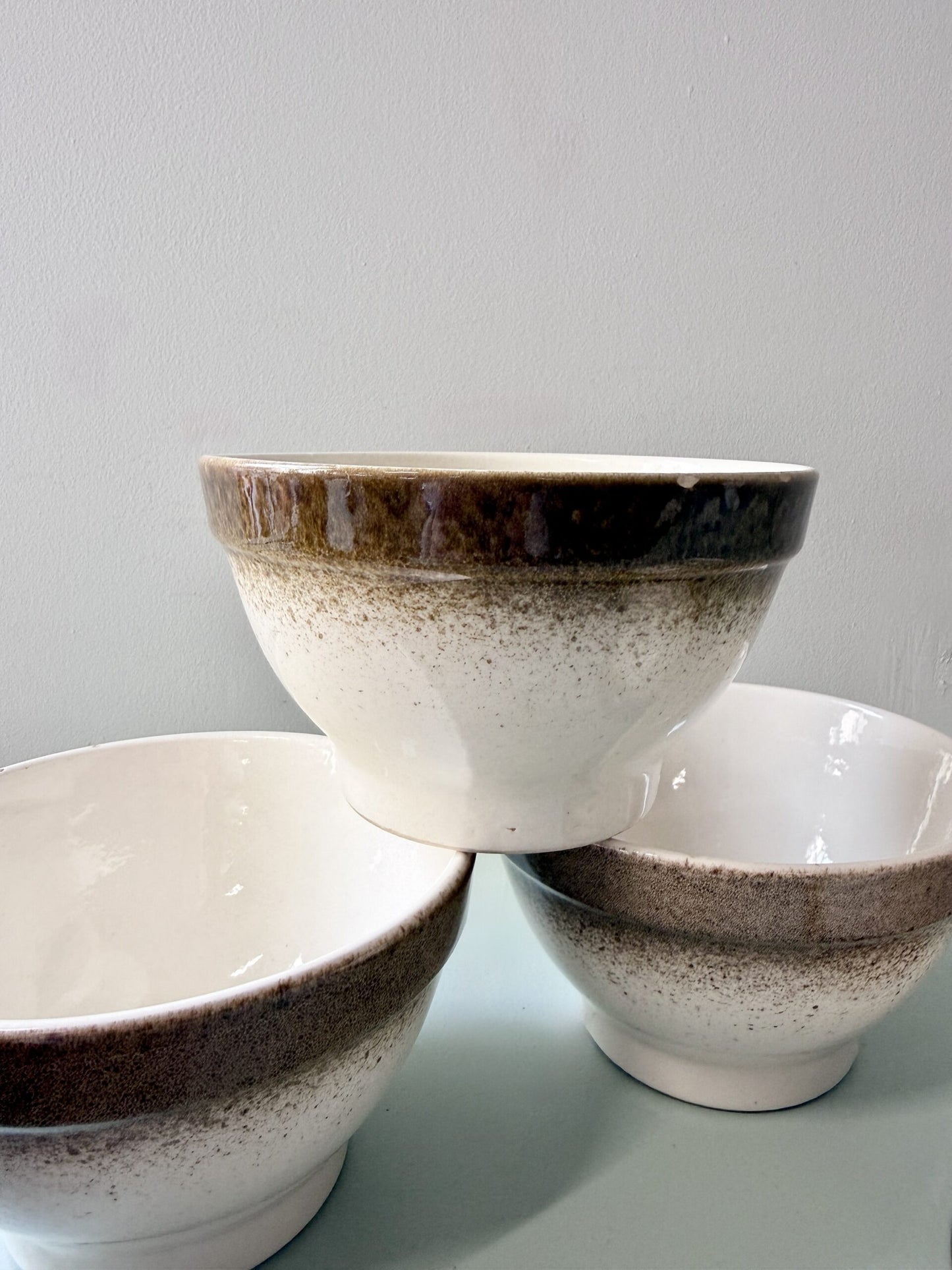 Bol émaillé marron et beige - lot de 4