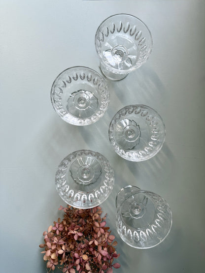 Coupes en verre ciselées - lot de 5