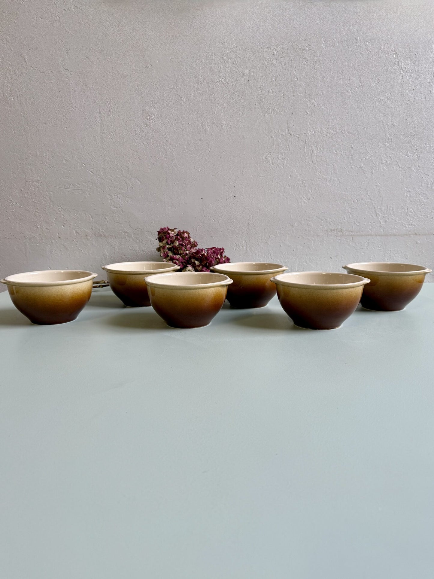 bol en faïence marron et beige - lot de 6