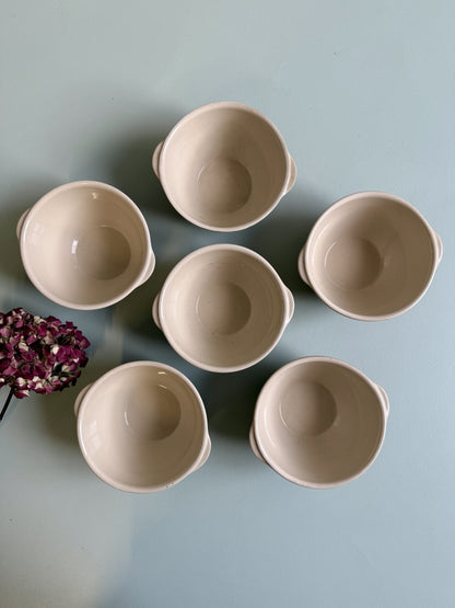 bol en faïence marron et beige - lot de 6