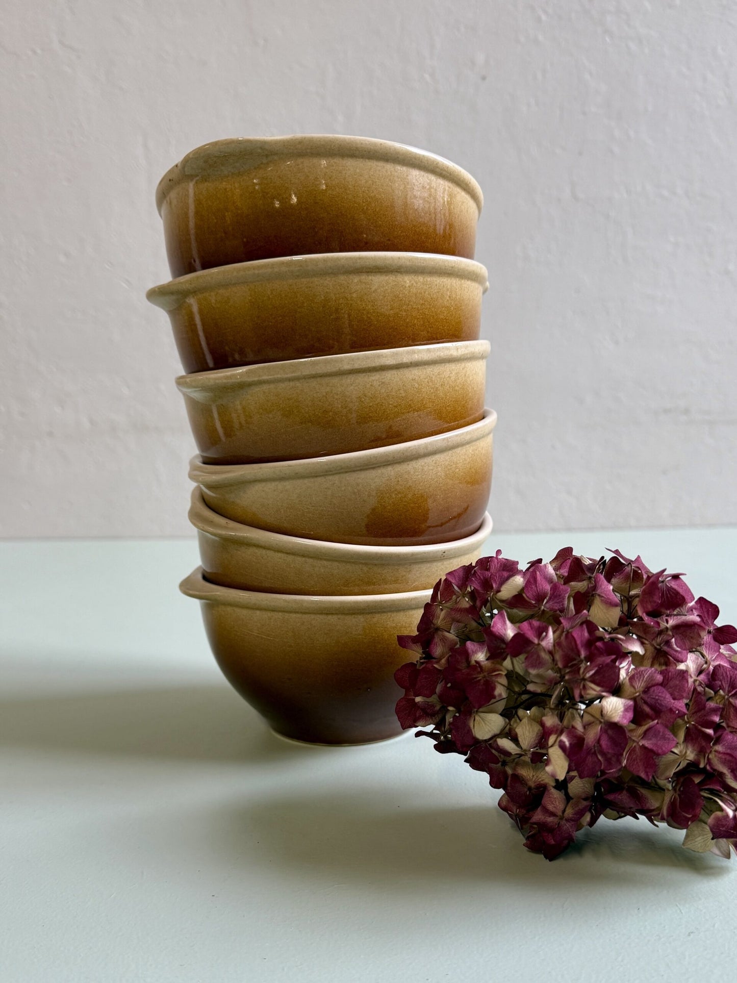 bol en faïence marron et beige - lot de 6