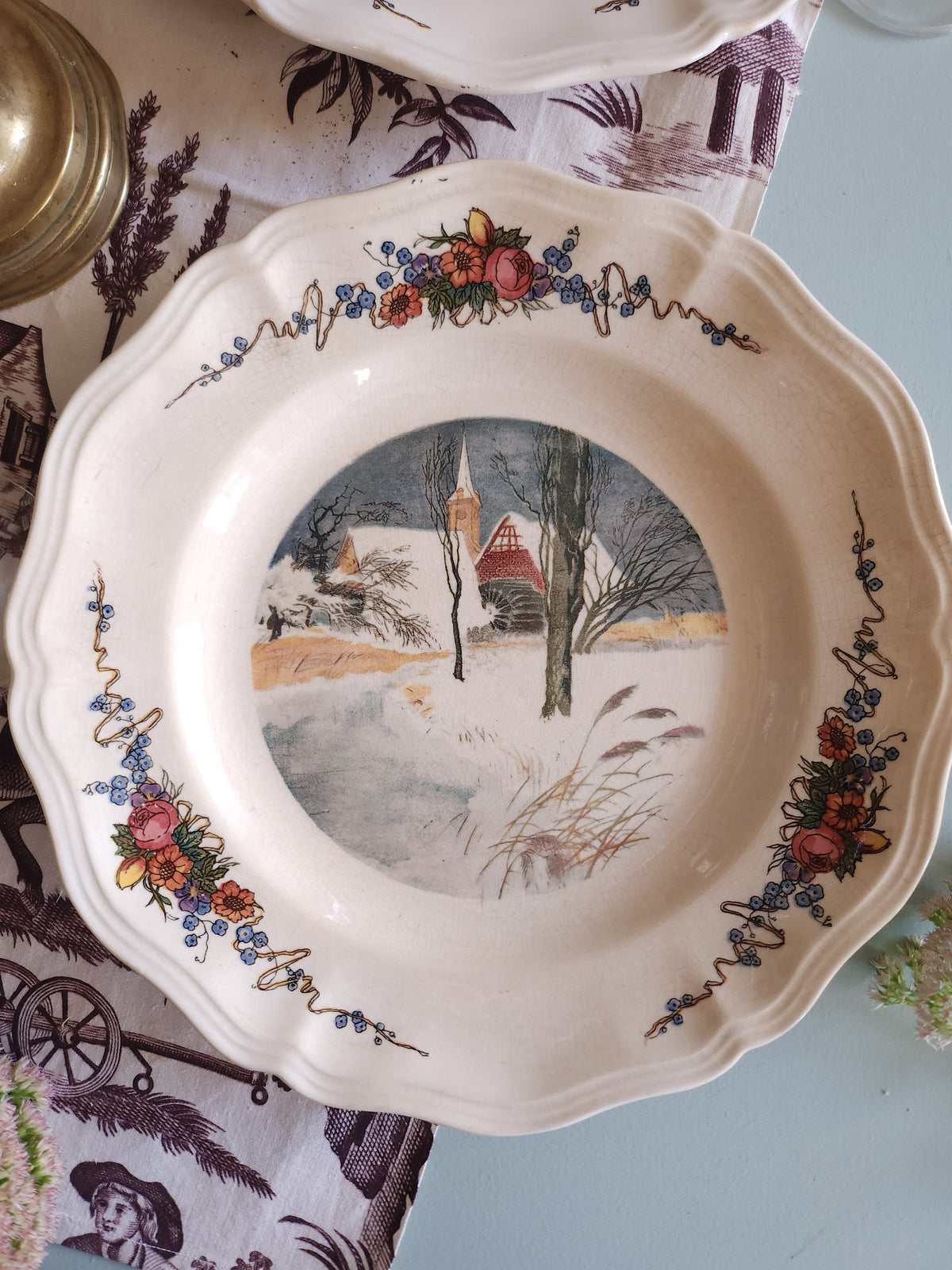 Assiette plate céramique Obernai lot de 4   Patine