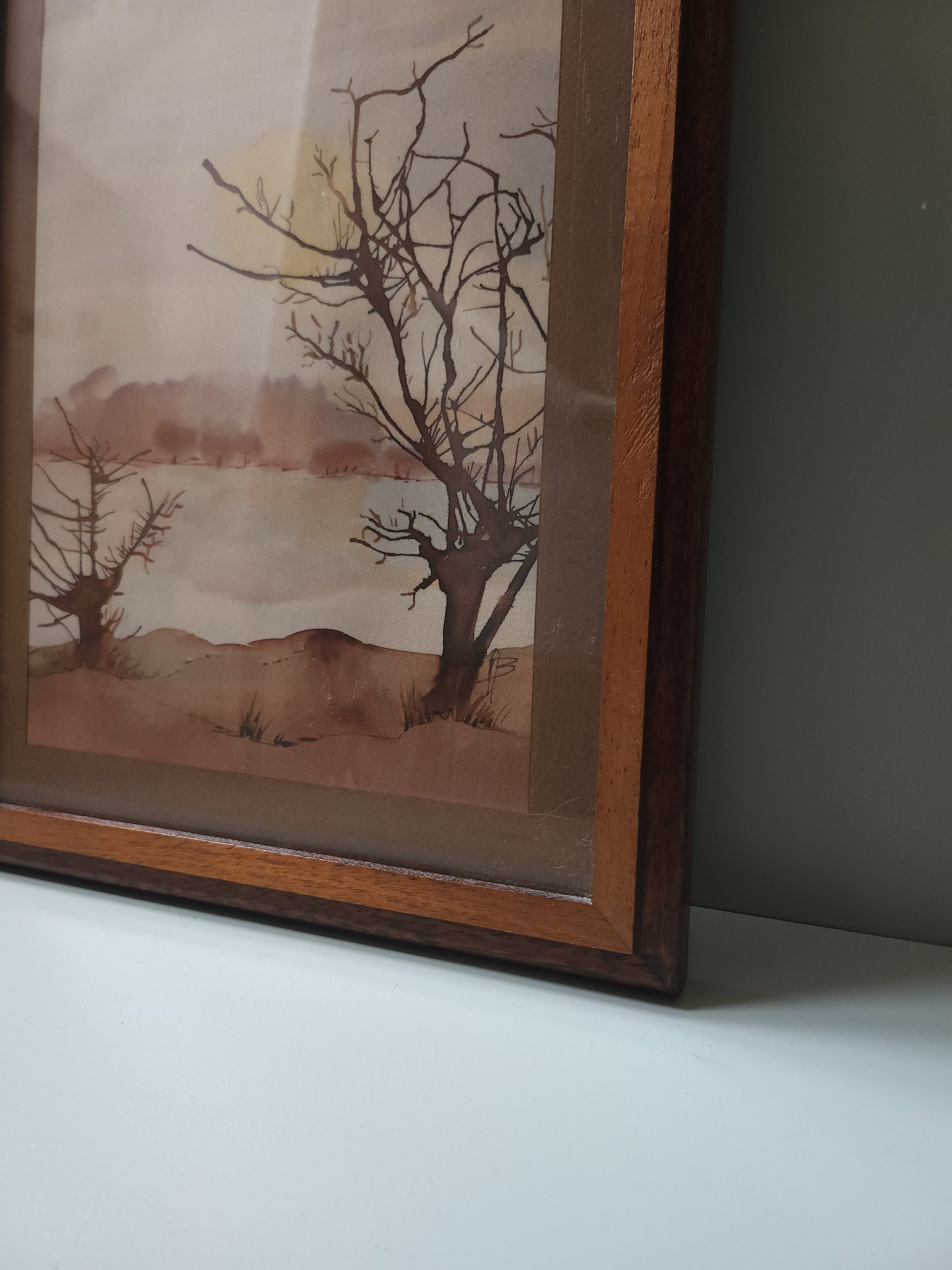 Cadre avec peinture sur toile   Patine