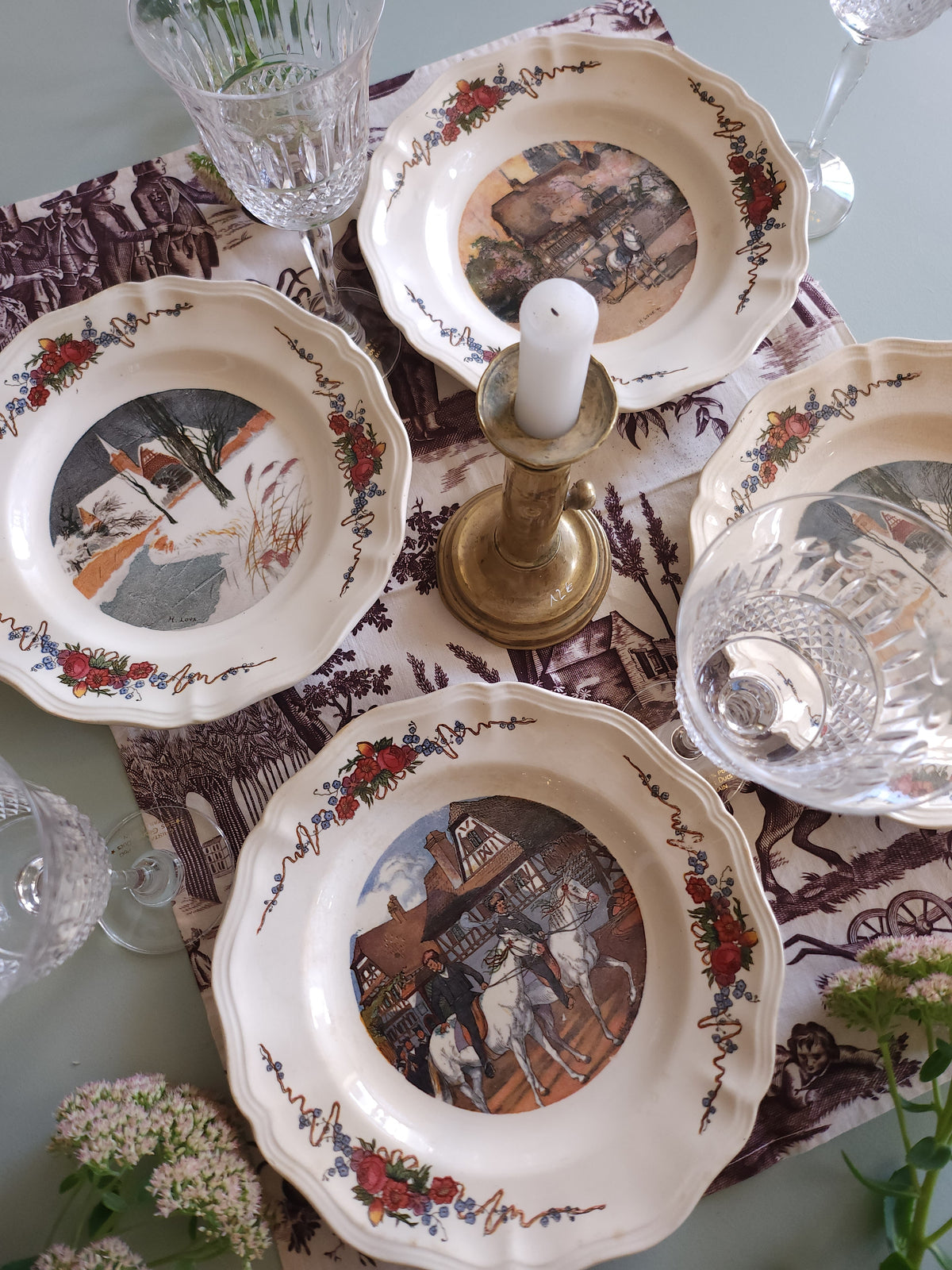 Assiette plate céramique Obernai lot de 4   Patine