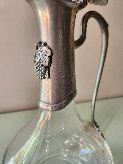 Carafe à vin en verre et en étain   Patine