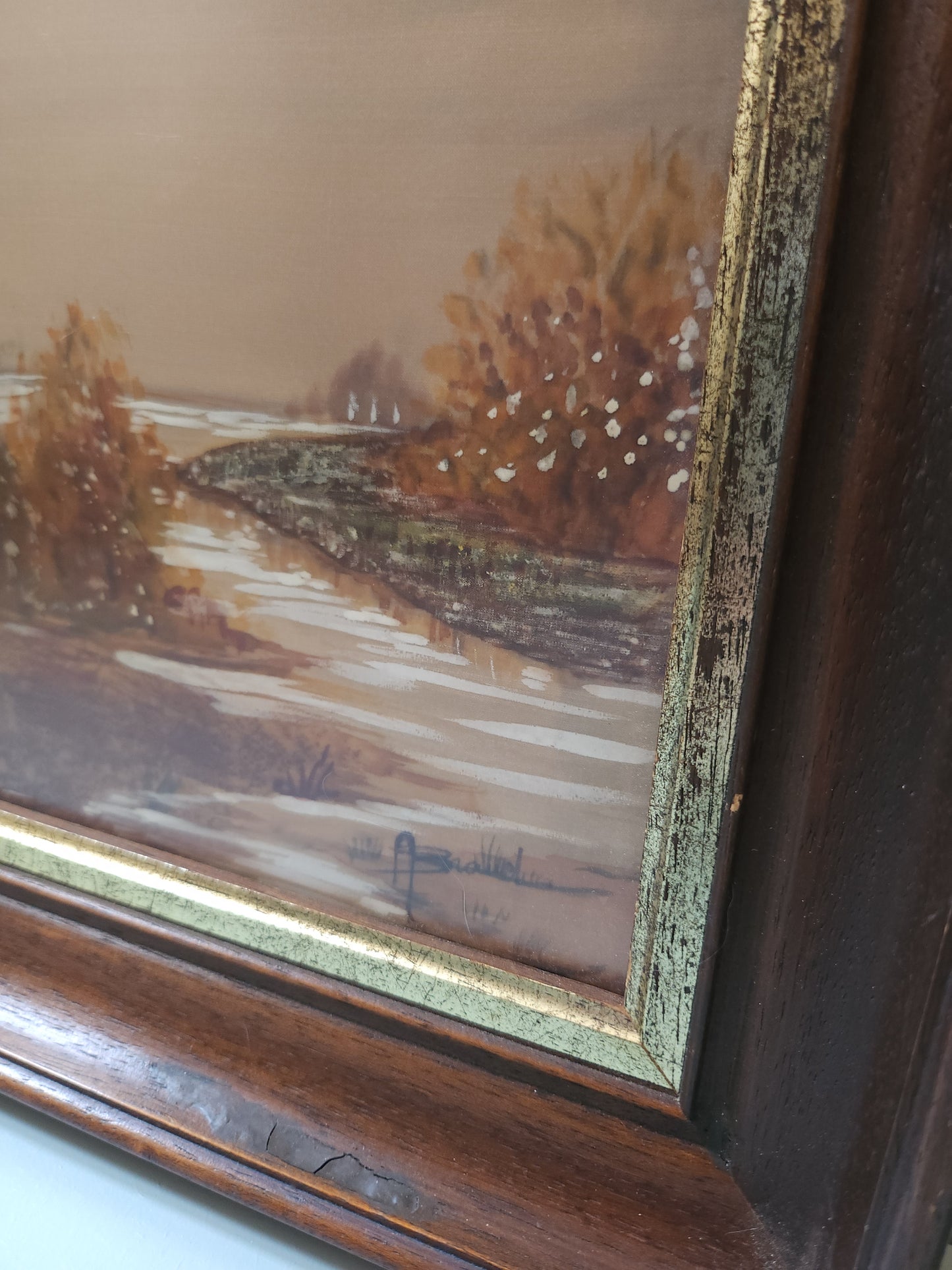 Cadre carré en bois avec peinture   Patine