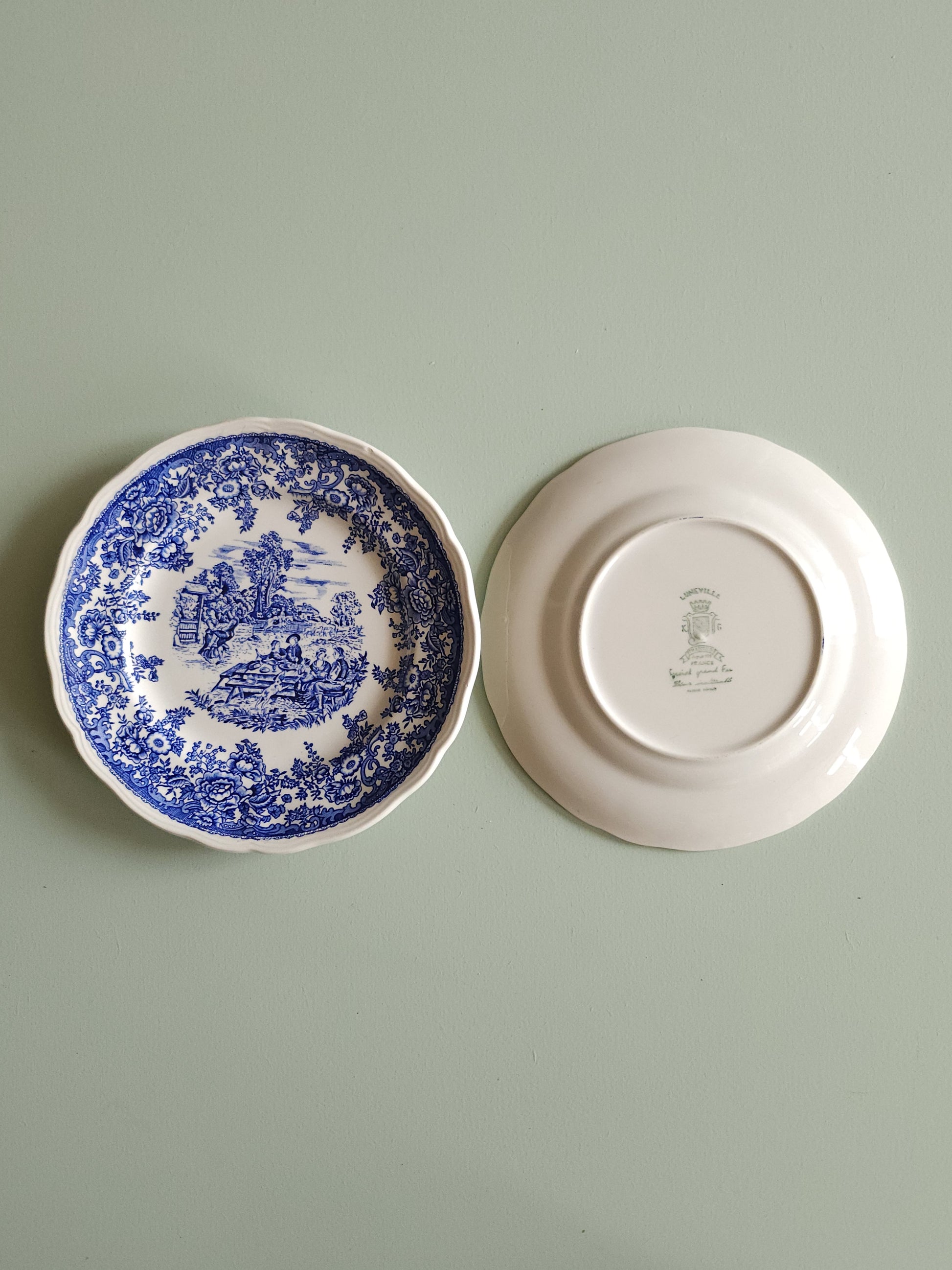 Assiettes à dessert Lunéville style anglais lot de 10   Patine