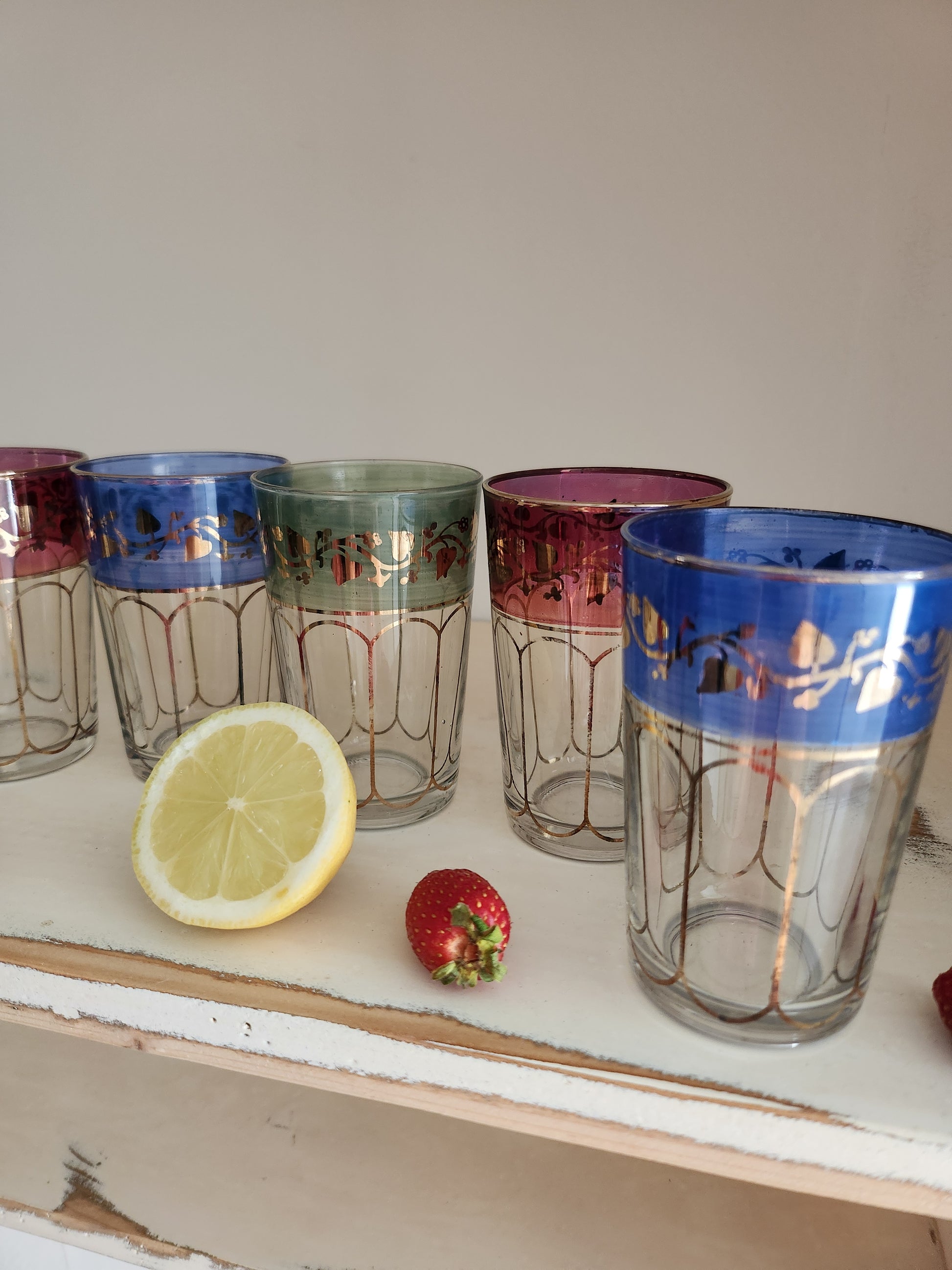Verre à thé coloré lot de 6   Patine