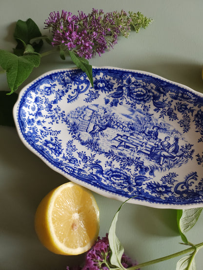 Plat ovale en céramique Lunéville style anglais   Patine