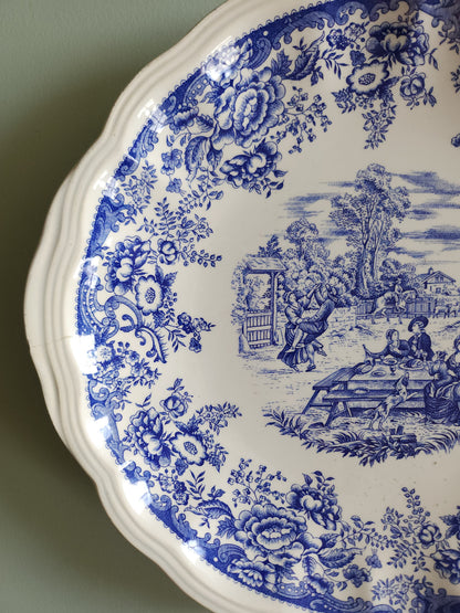 Grand plat en céramique Lunéville, style anglais   Patine