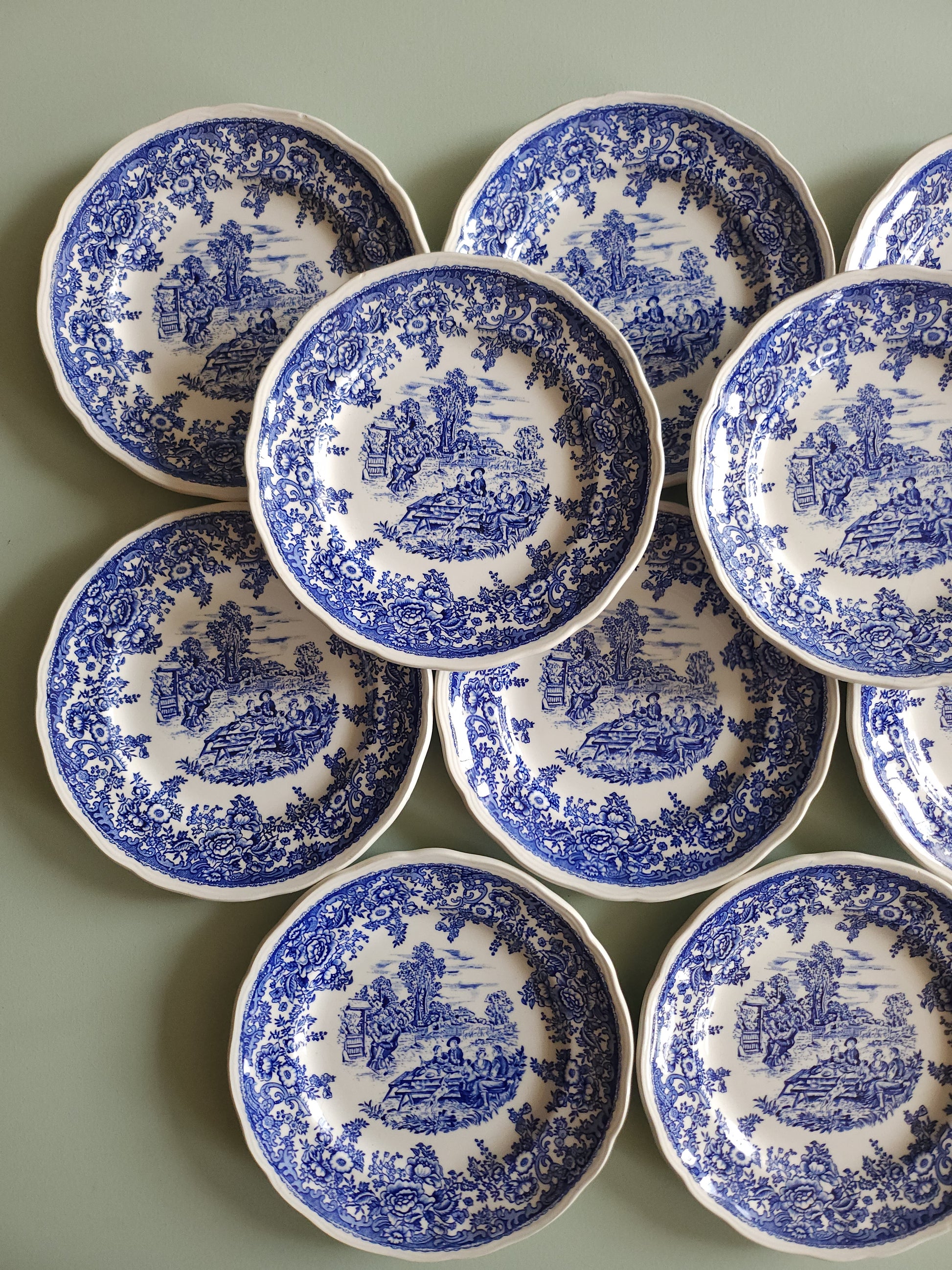 Assiettes à dessert Lunéville style anglais lot de 10   Patine