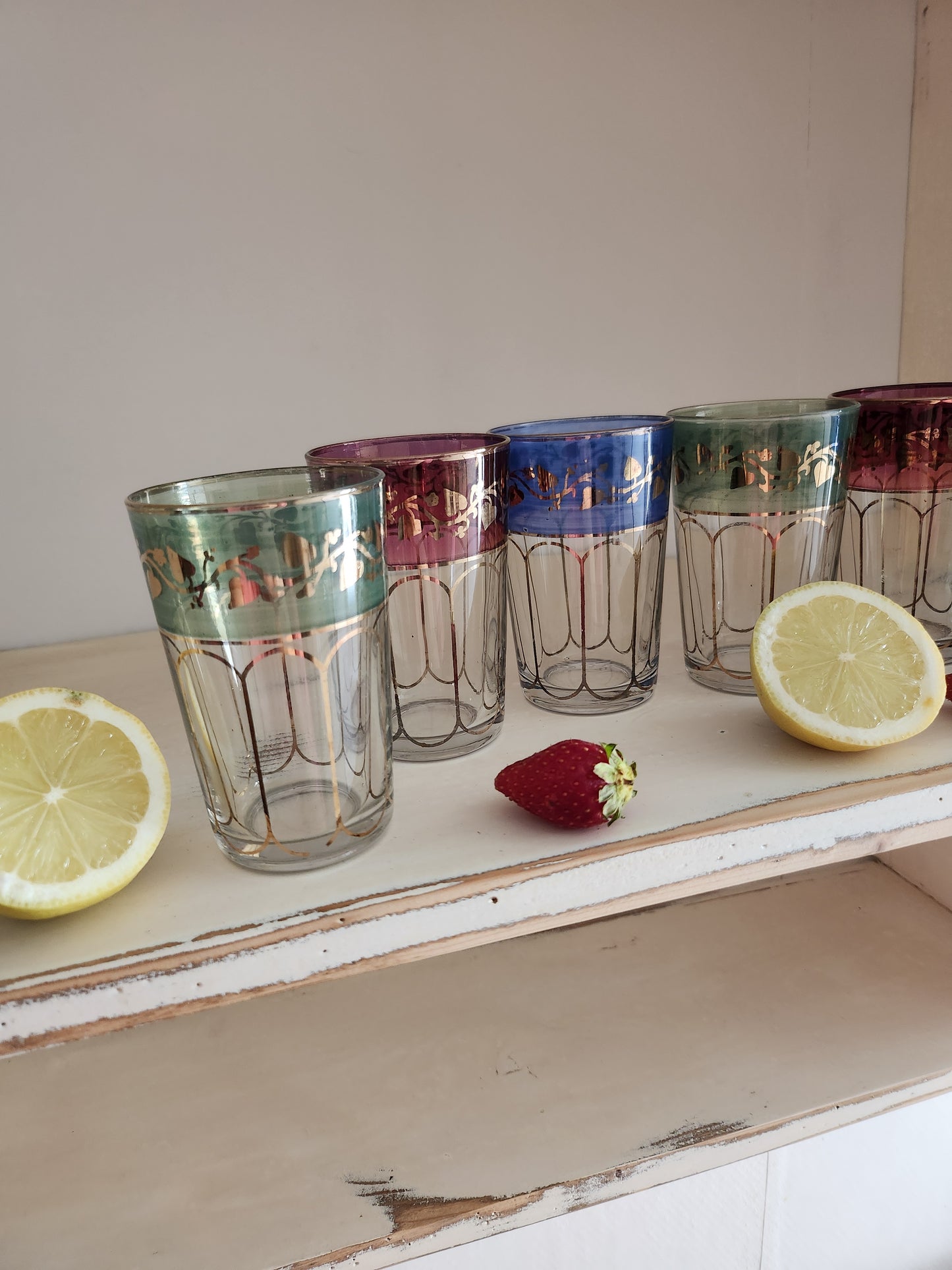 Verre à thé coloré lot de 6   Patine