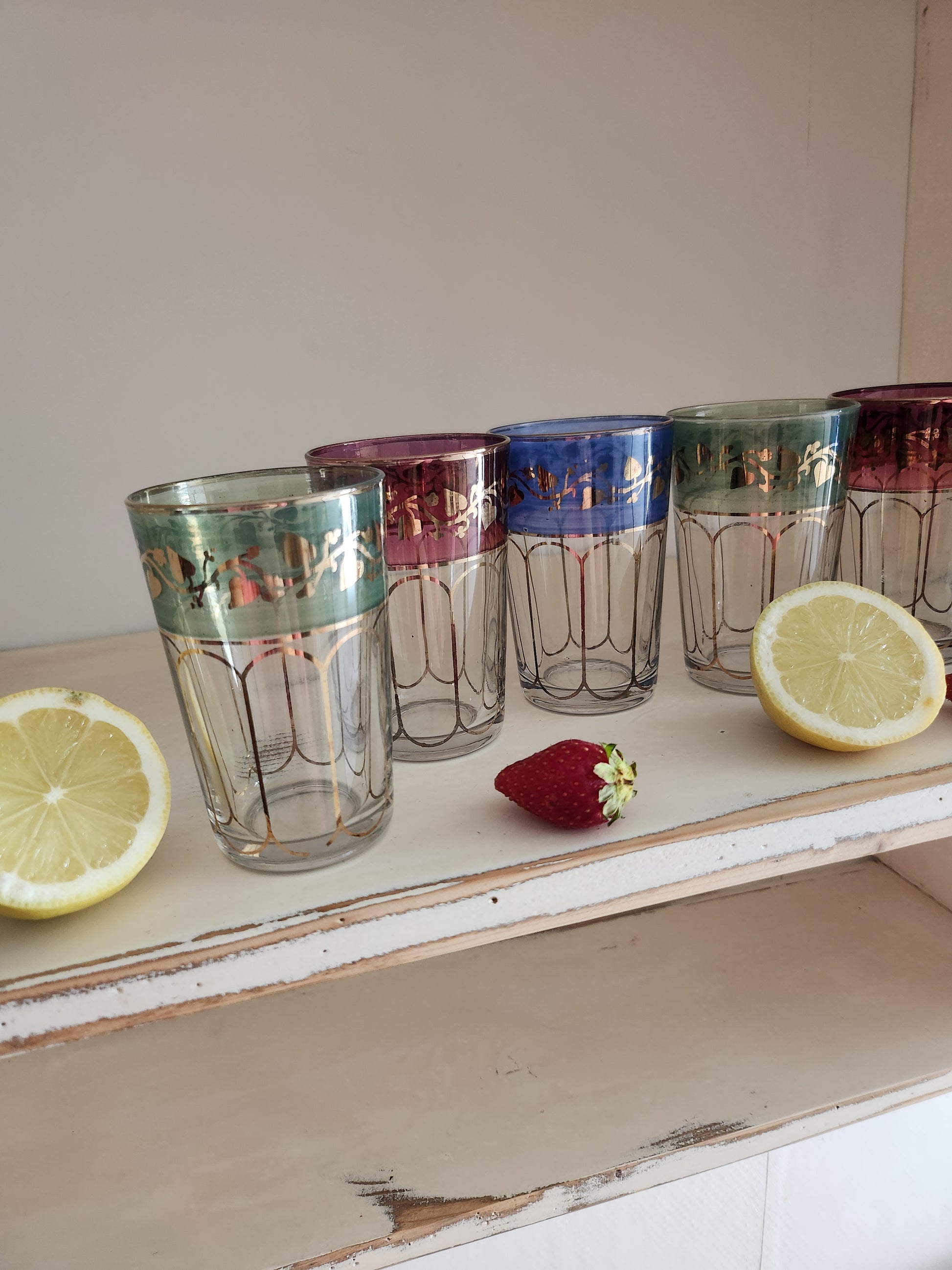 Verre à thé coloré lot de 6   Patine