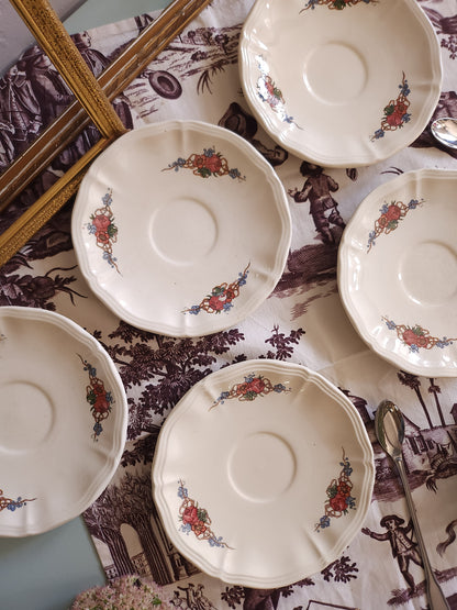 Tasse + coupelle céramique Sarreguemines lot de 5   Patine