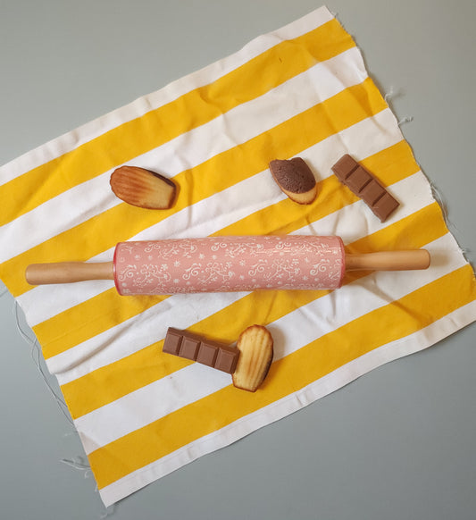 Rouleau à pâtisserie en céramique rose   Patine