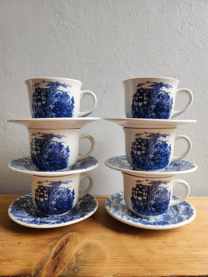 Tasse à café + coupelle style anglaise lot de 6   Patine