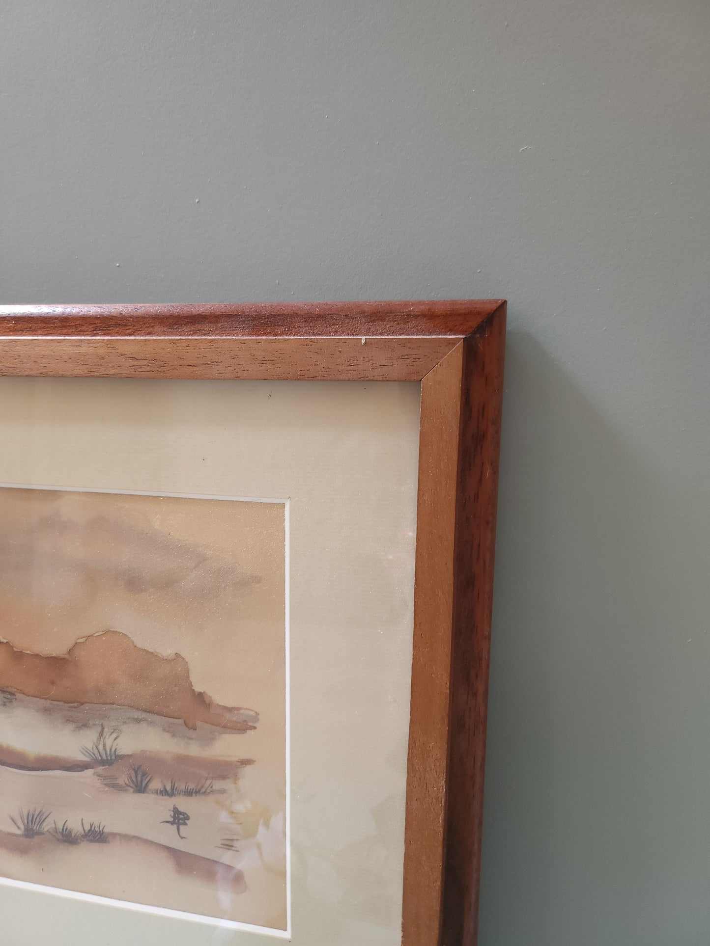 Cadre avec peinture sur toile   Patine