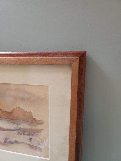 Cadre avec peinture sur toile   Patine