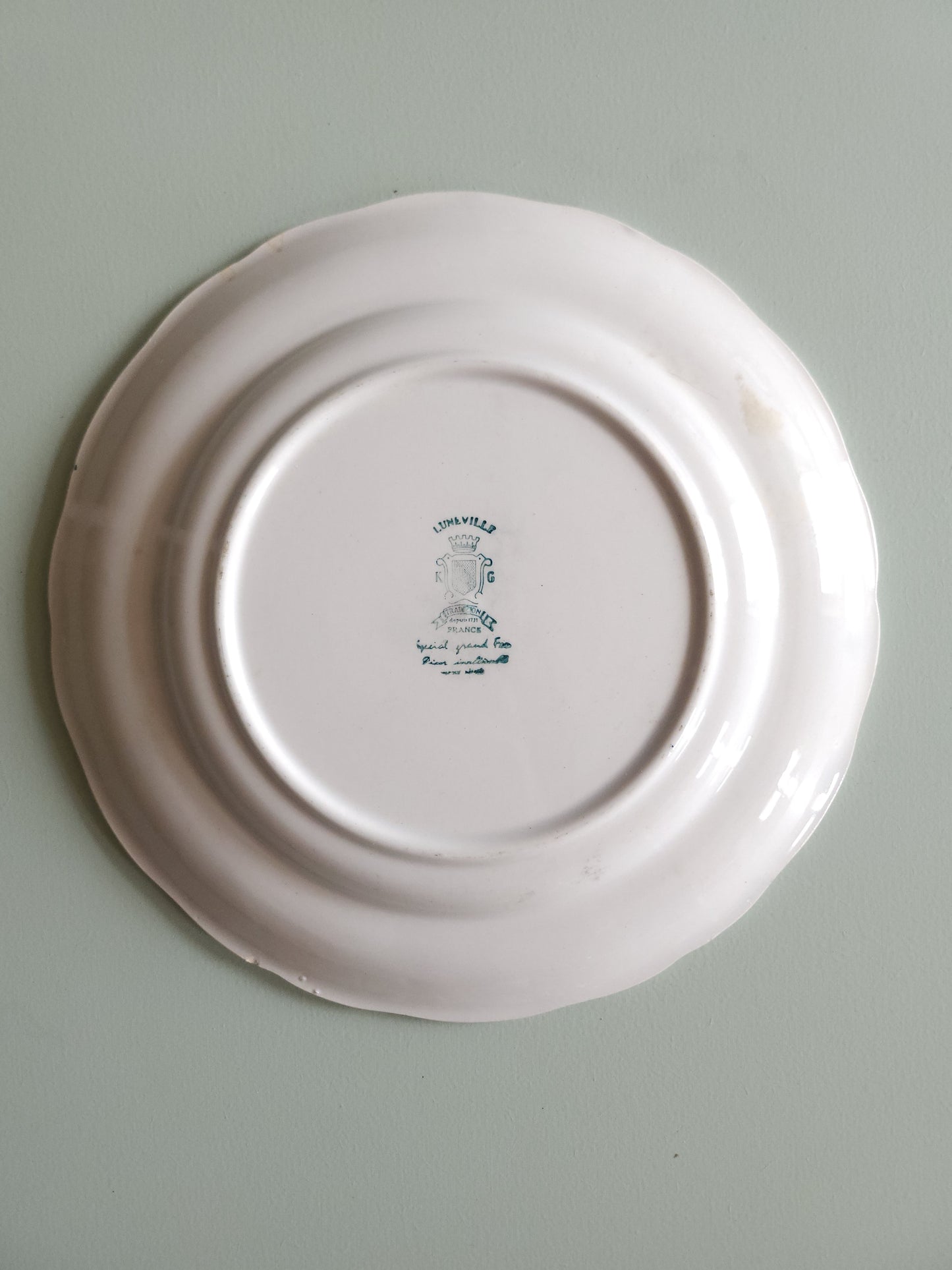Assiettes plates en céramique Lunéville style anglais lot de 6   Patine