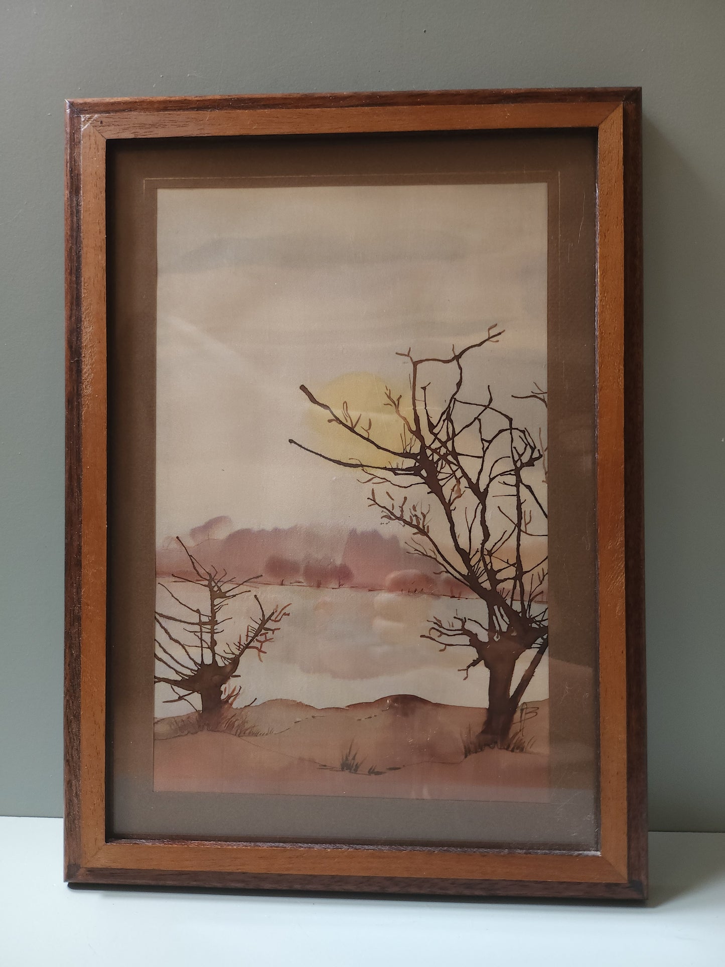 Cadre avec peinture sur toile   Patine