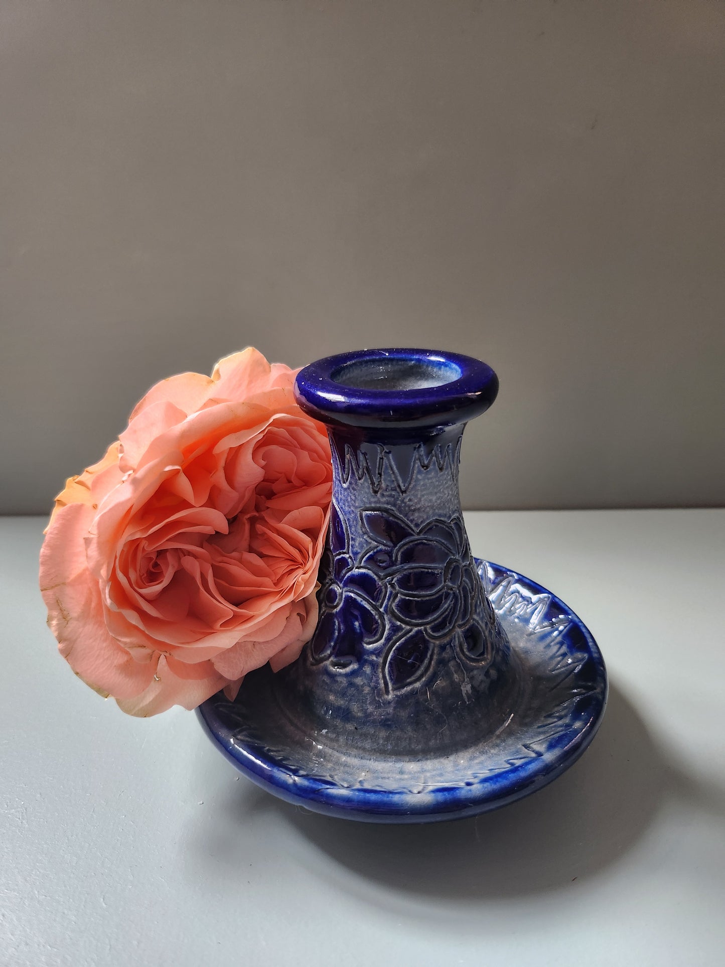 Bougeoir en grès fait main   Patine