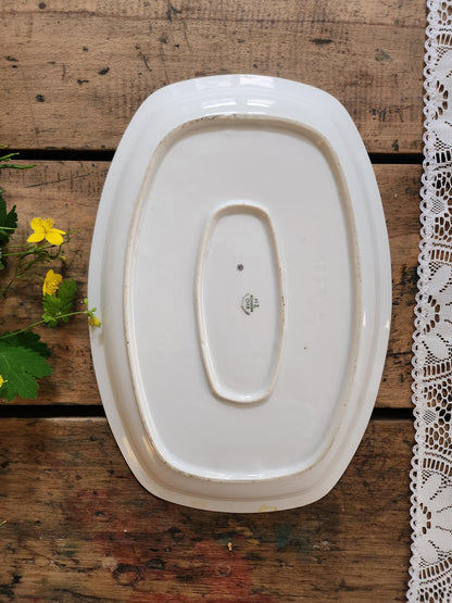 Plat en céramique ovale motif floral
