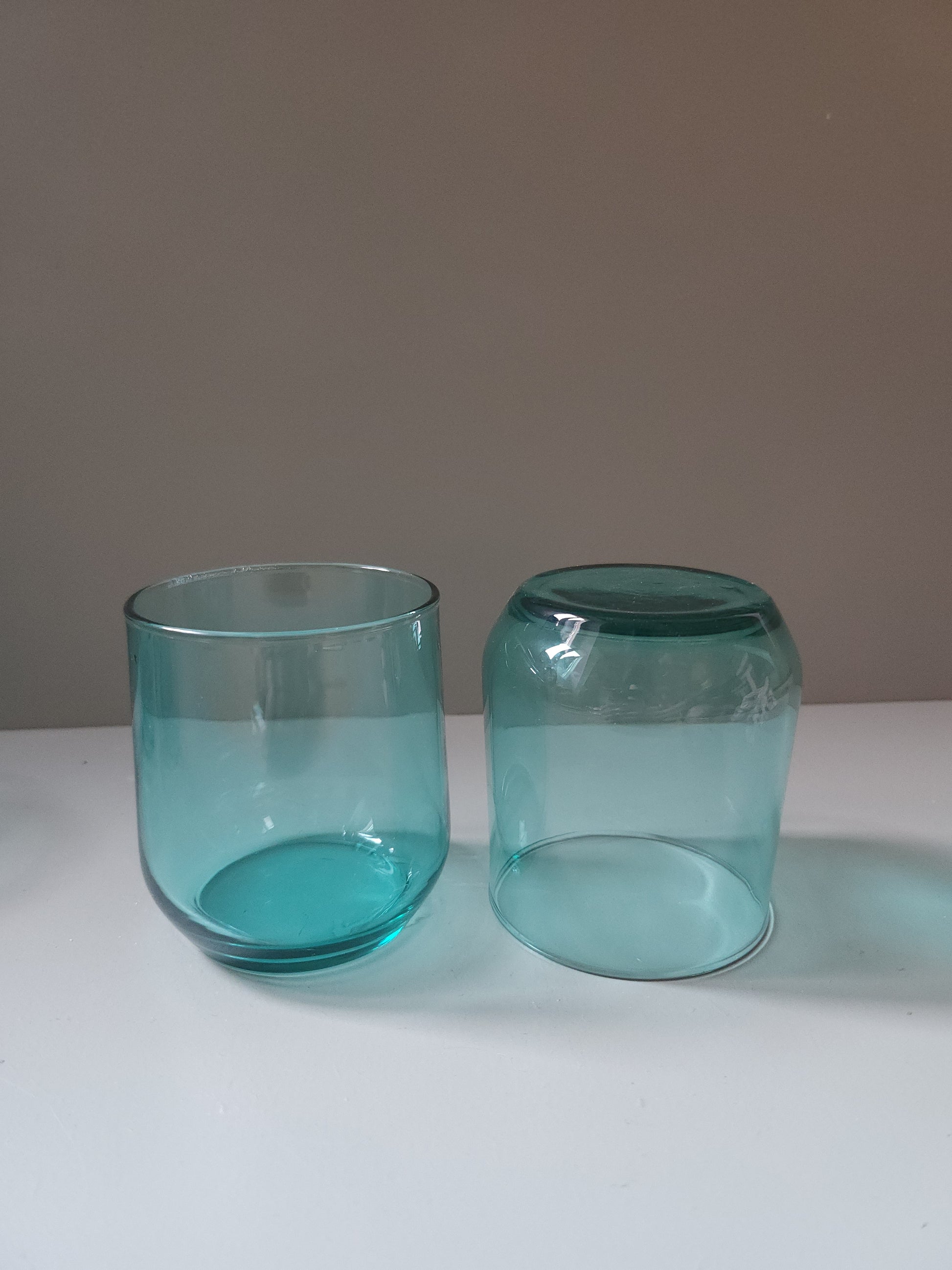 Verre à eau en verre teinté bleu lot de 6   Patine