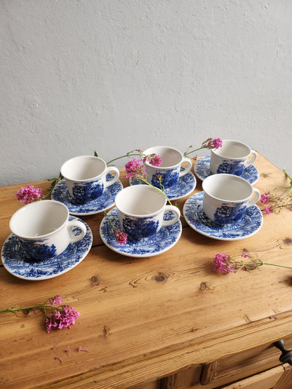 Tasse à café + coupelle style anglaise lot de 6   Patine