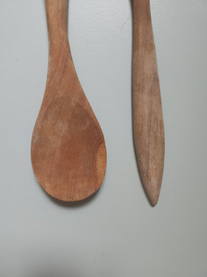Couverts à salade en bois lot de 2   Patine