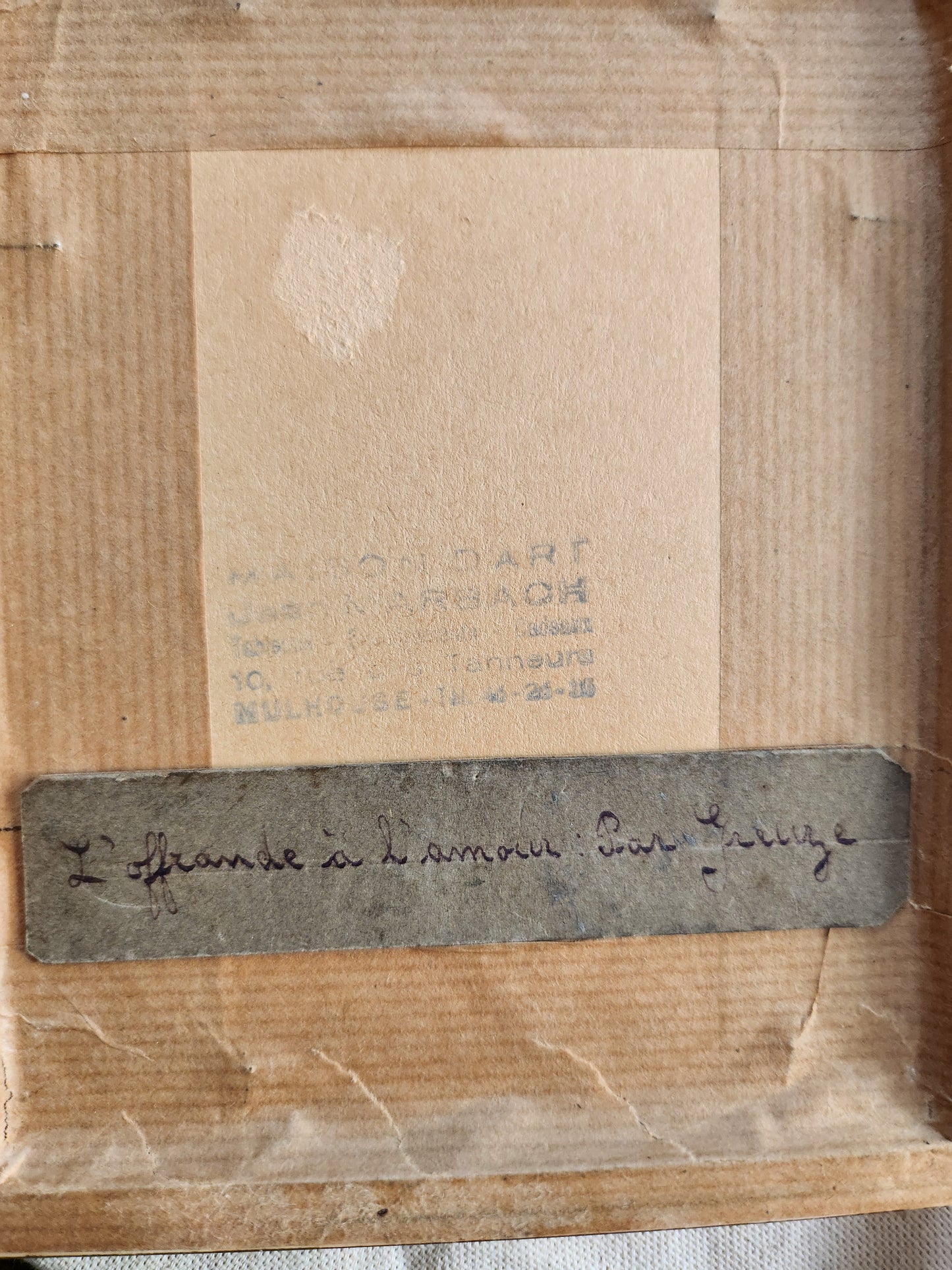 Cadre doré avec gravure "les hasards heureux de l’escarlopette"   Patine