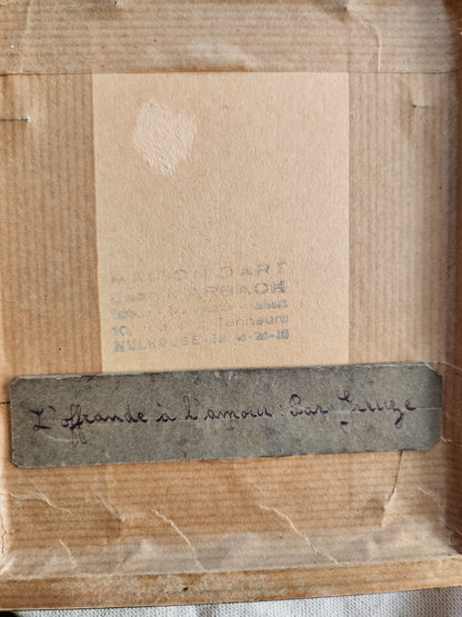 Cadre doré avec gravure "les hasards heureux de l’escarlopette"   Patine