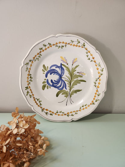Assiette décorative à suspendre motif floral   Patine