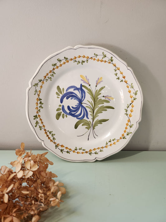 Assiette décorative à suspendre motif floral   Patine