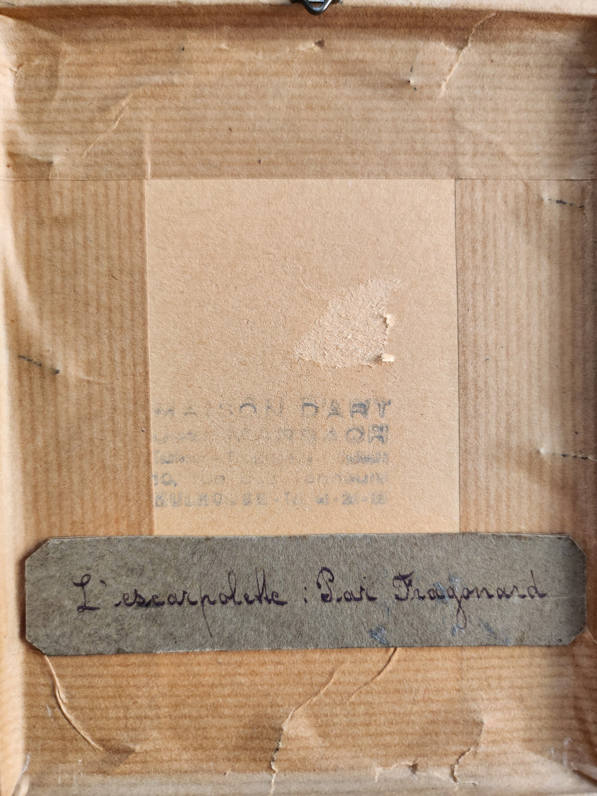 Cadre doré gravure " les hasards heureux de l’escarpolette"   Patine