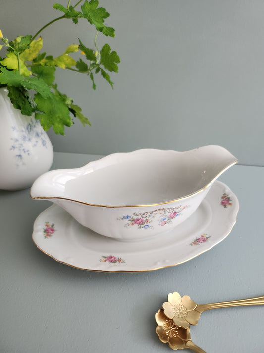 Saucière ancienne à fleurs