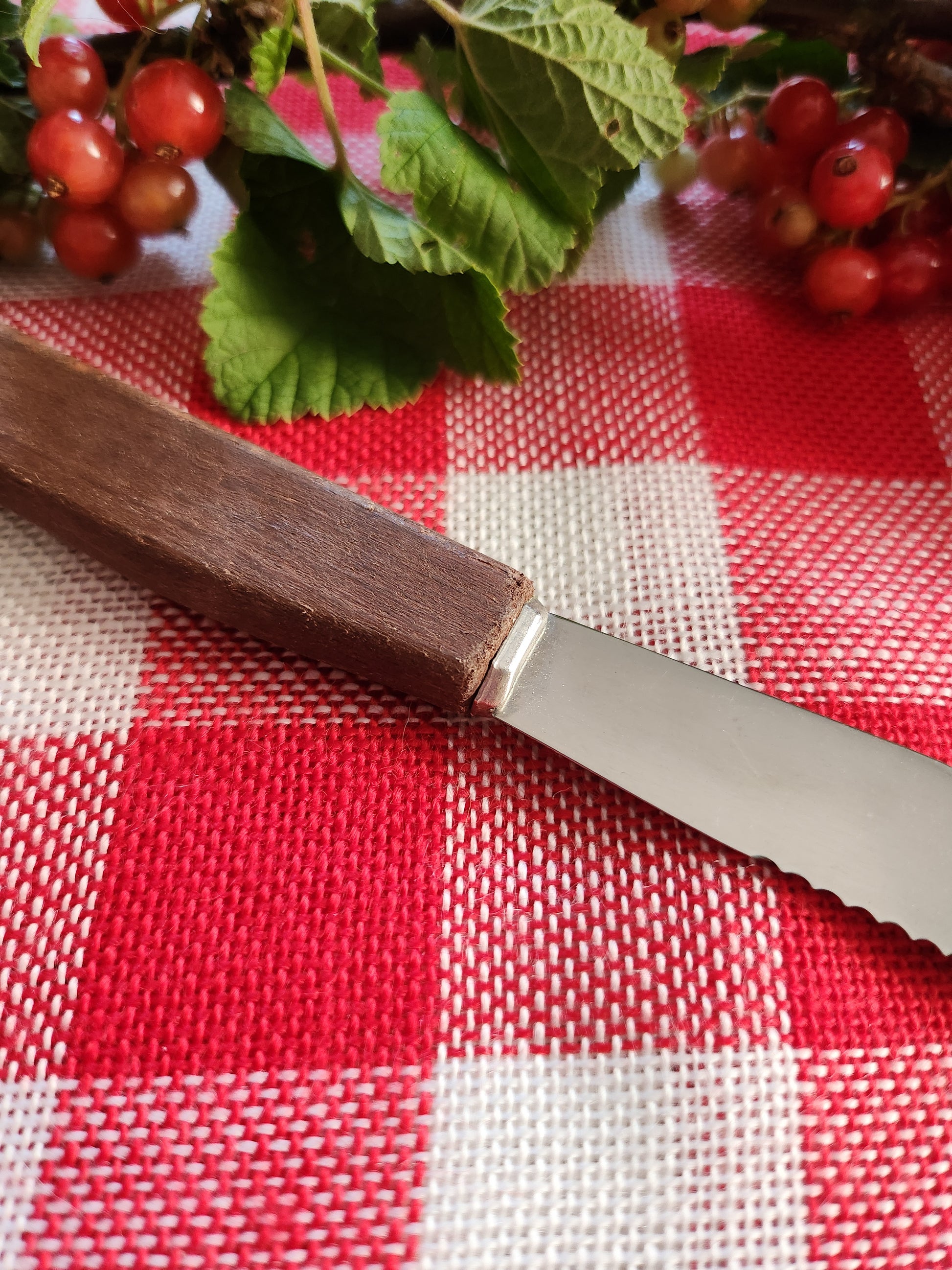 Couteau à fromage manche en bois   Patine