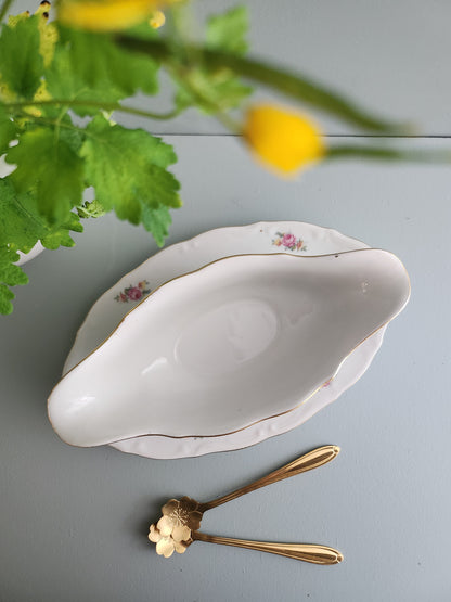 Saucière ancienne à fleurs - Patine