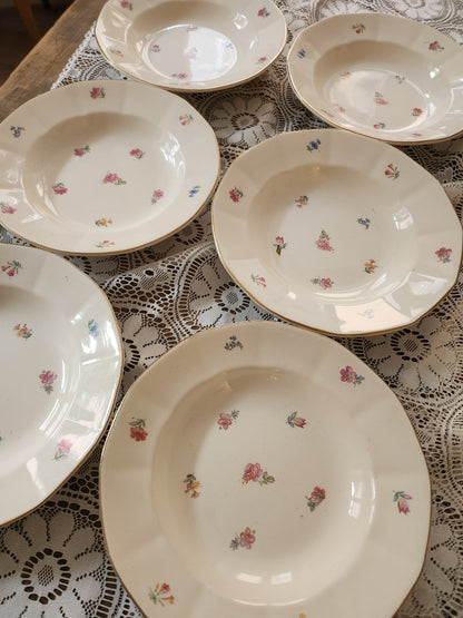 Assiettes semi-creuses Sarreguemines à fleurs-lot de 6