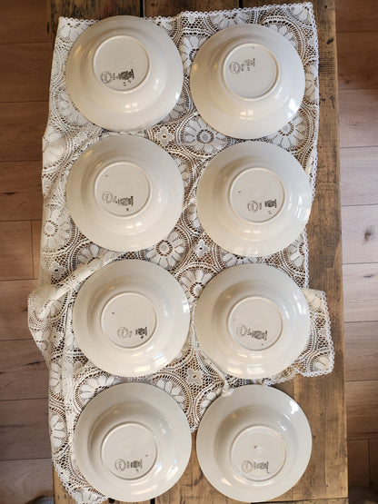 Assiettes semi-creuses Sarreguemines à fleurs lot de 8