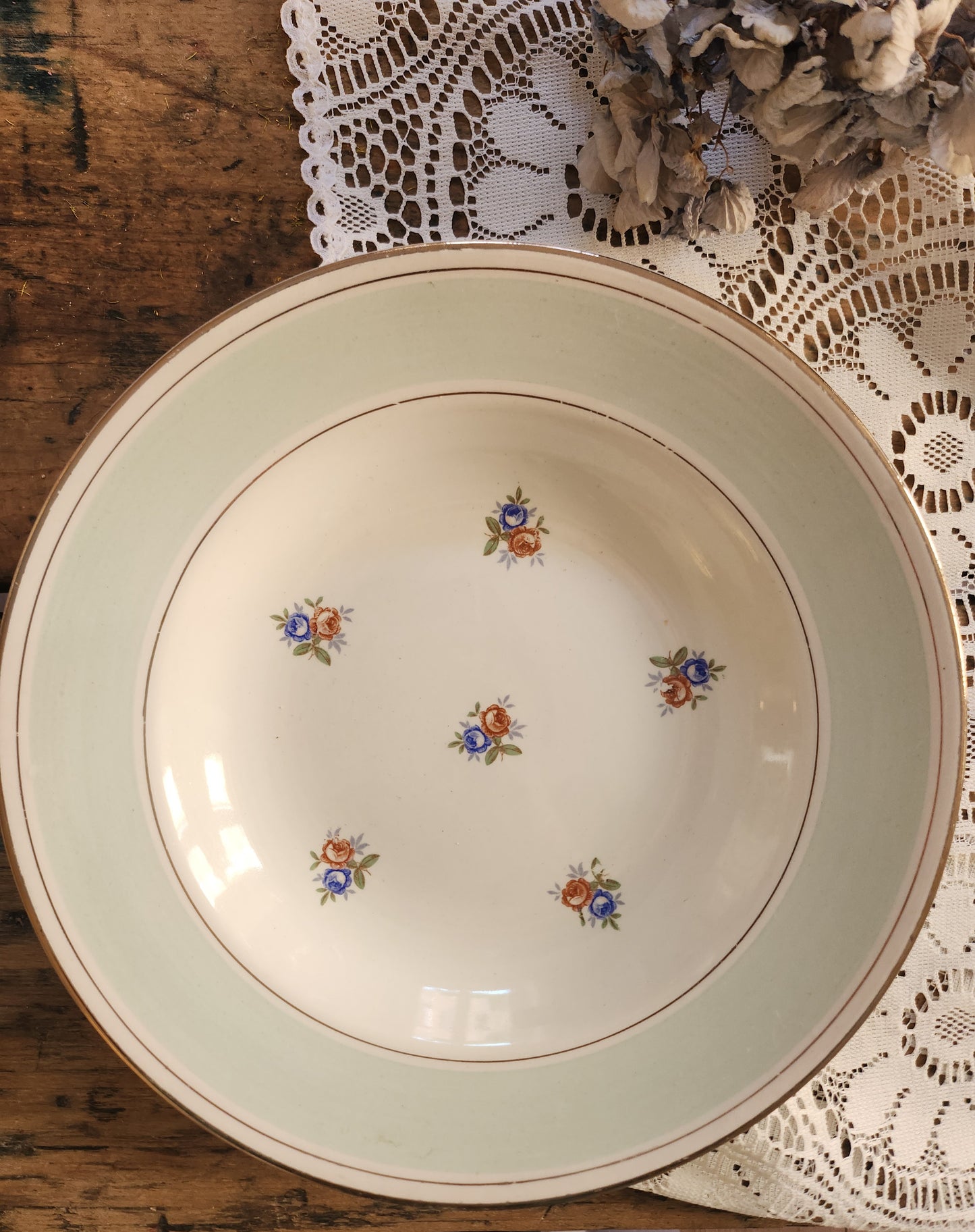 Assiettes semi-creuses Sarreguemines à fleurs lot de 8