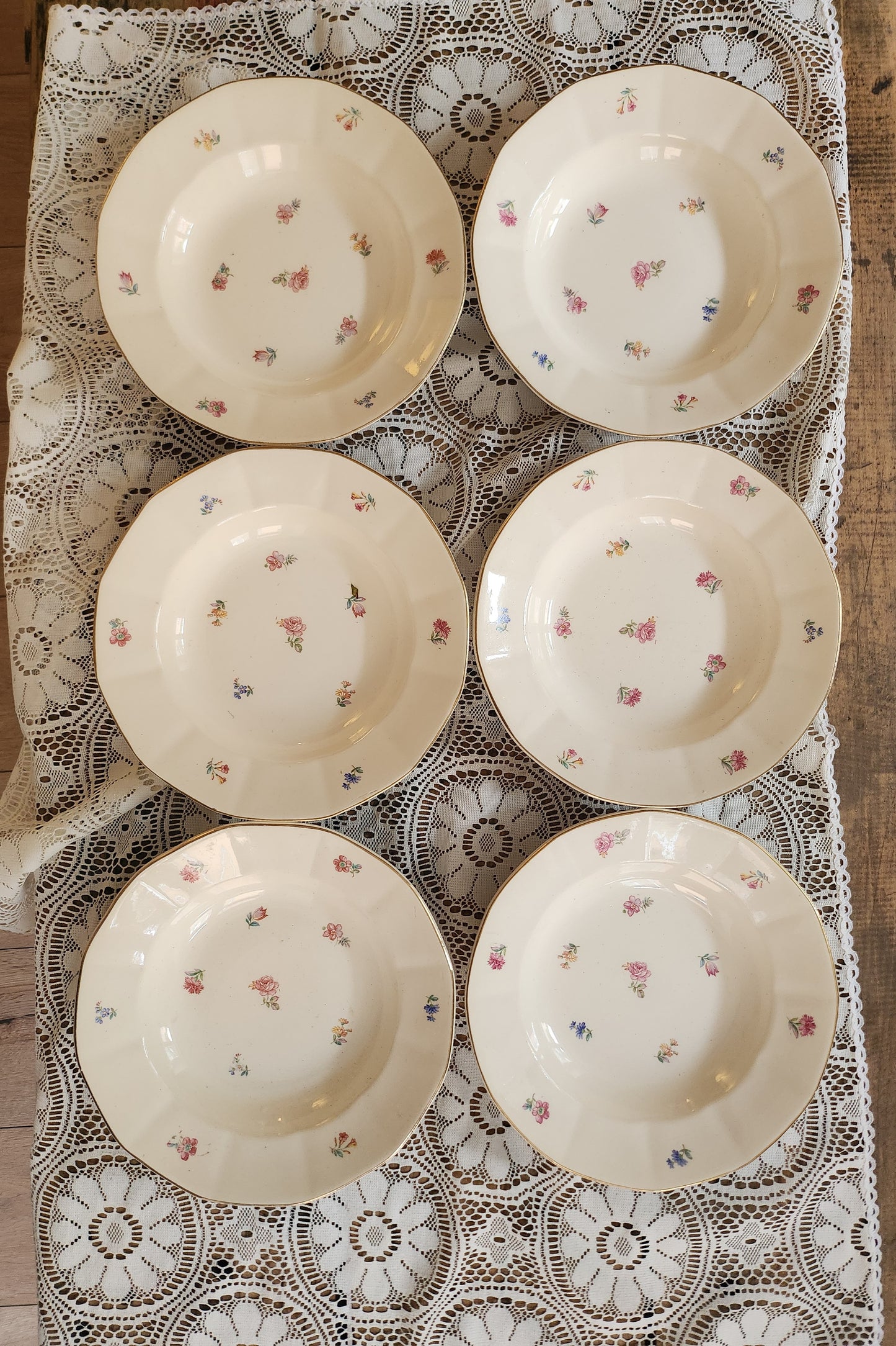 Assiettes semi-creuses Sarreguemines à fleurs-lot de 6