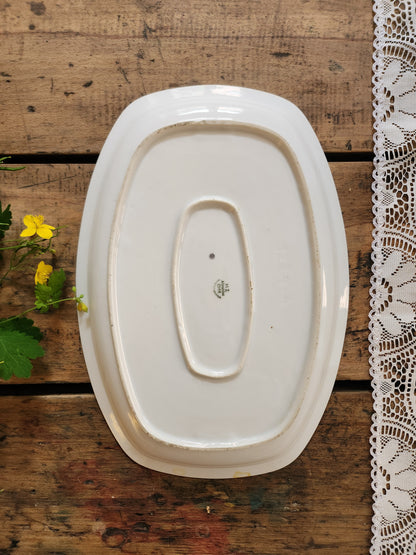 Plat en céramique ovale motif floral