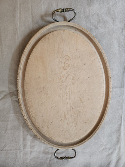 Plateau ovale en bois vintage