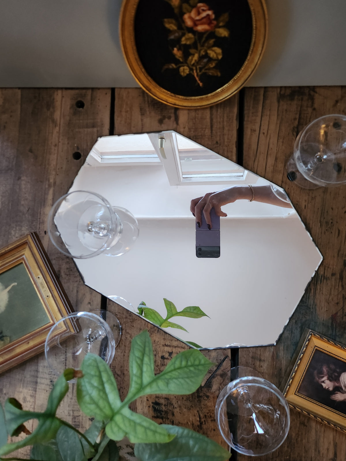 Miroir ancien biseauté   Patine