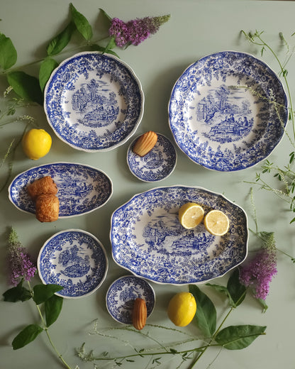 Assiettes plates en céramique Lunéville style anglais lot de 6   Patine