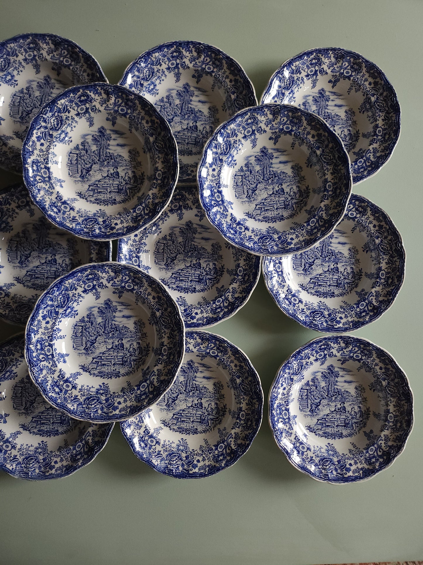 Assiettes creuses en céramique Lunéville style anglais lot de 10   Patine