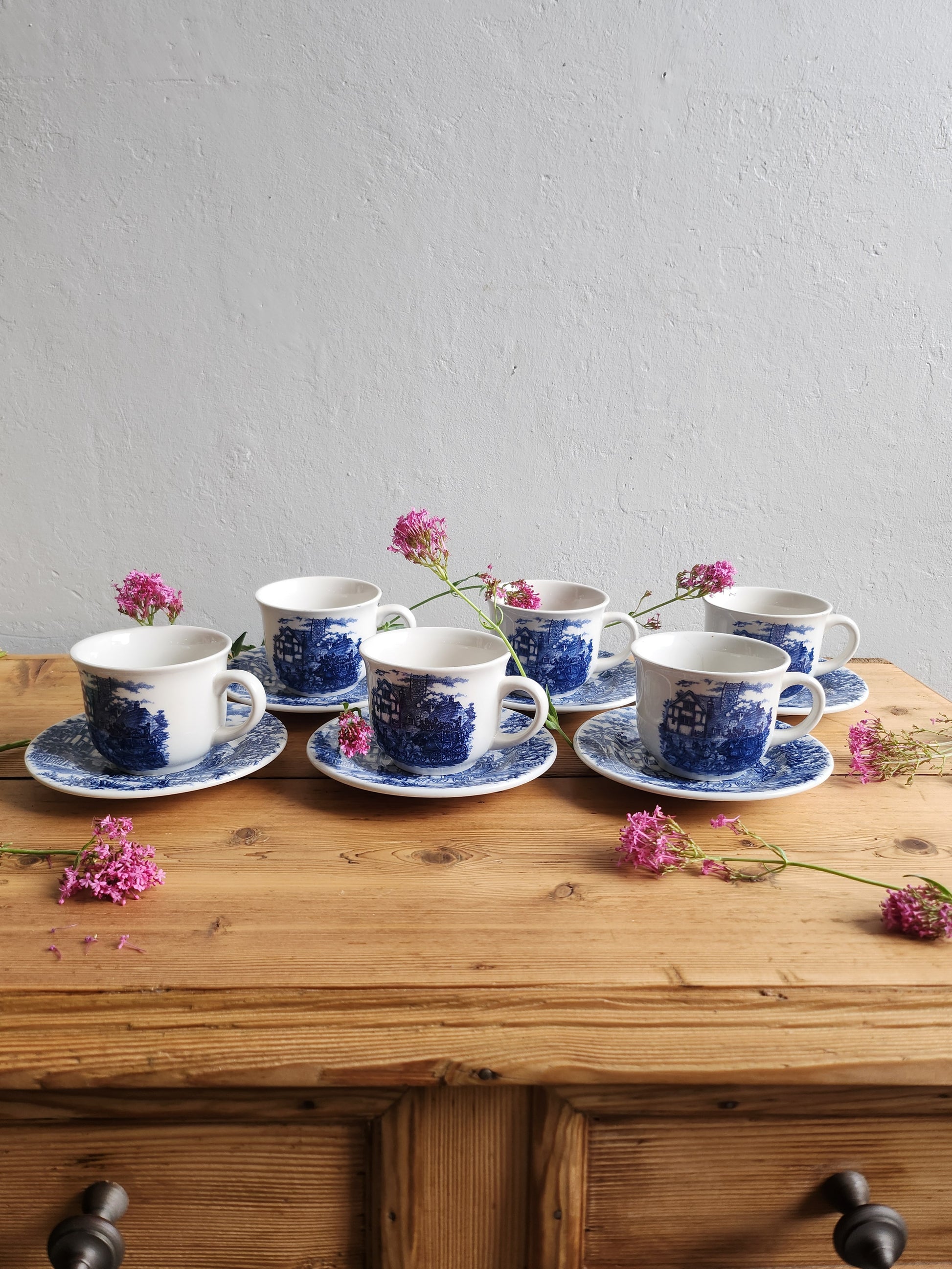 Tasse à café + coupelle style anglaise lot de 6   Patine