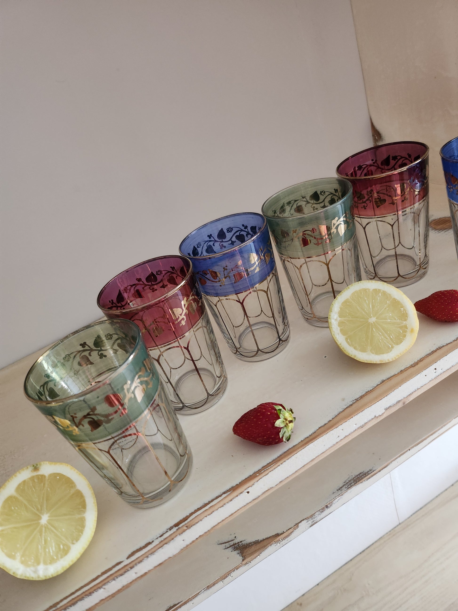 Verre à thé coloré lot de 6   Patine