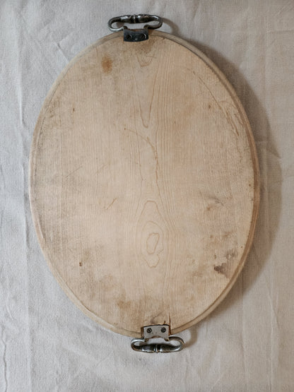 Plateau ovale en bois vintage