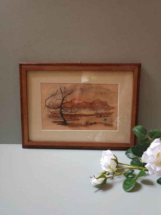 Cadre avec peinture sur toile   Patine